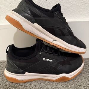 Reebok Kids Black and White Sneakers with Tan Soles